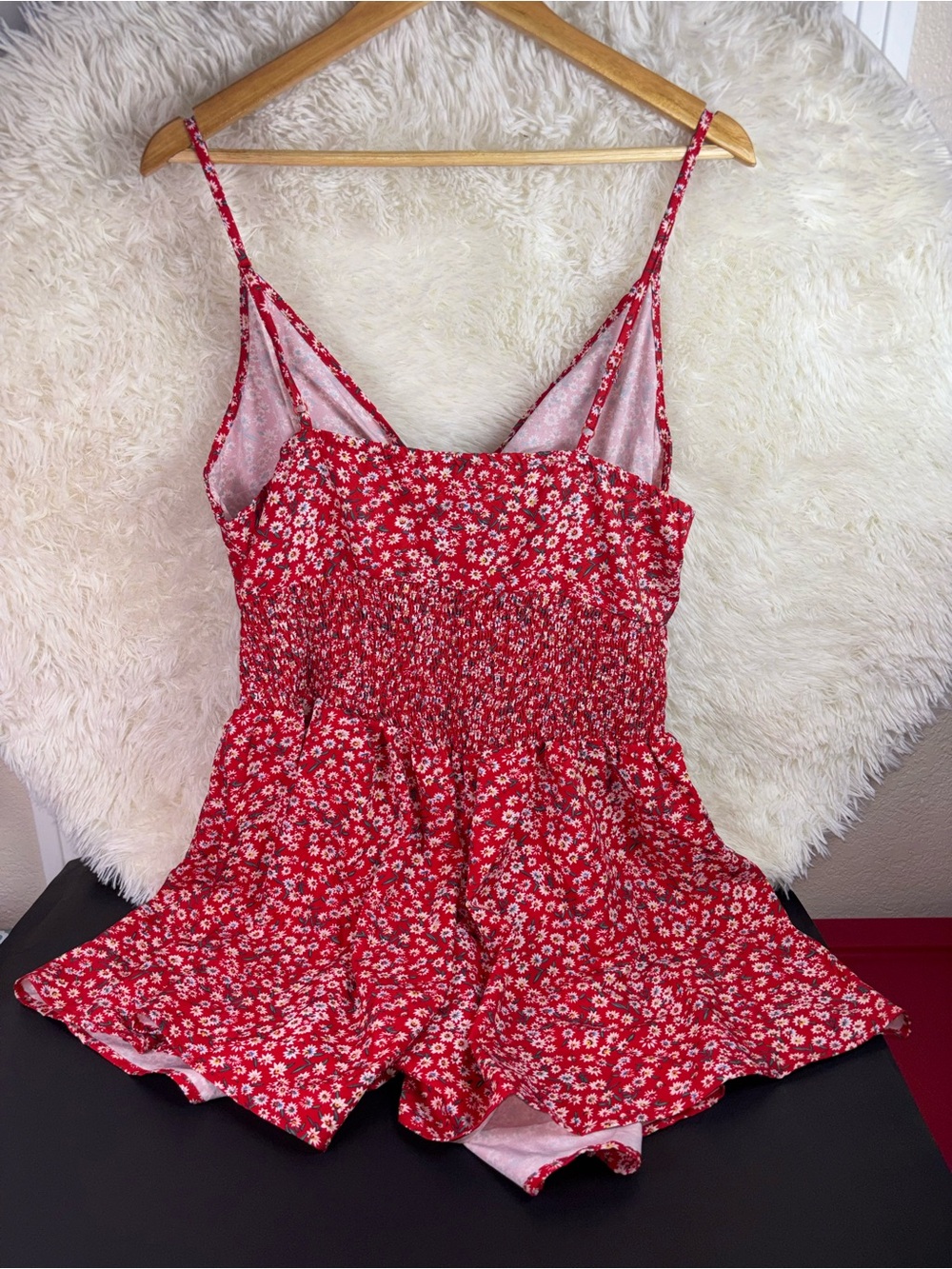 SHEIN Red Daisy Tie-Front Floral Romper 2Xl - Picture 8 of 9